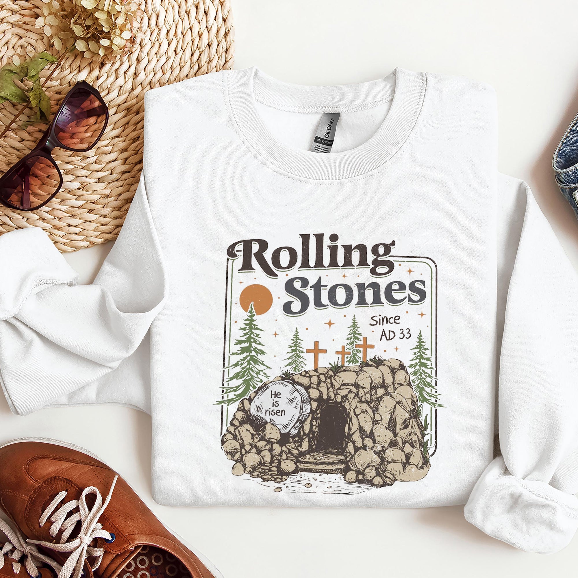 Rolling Stones Easter T-Shirt, Trendy Easter Shirt, Jesus Christ Shirt, Gift For Christian, Faith-Based Graphic Tee. ILAF44